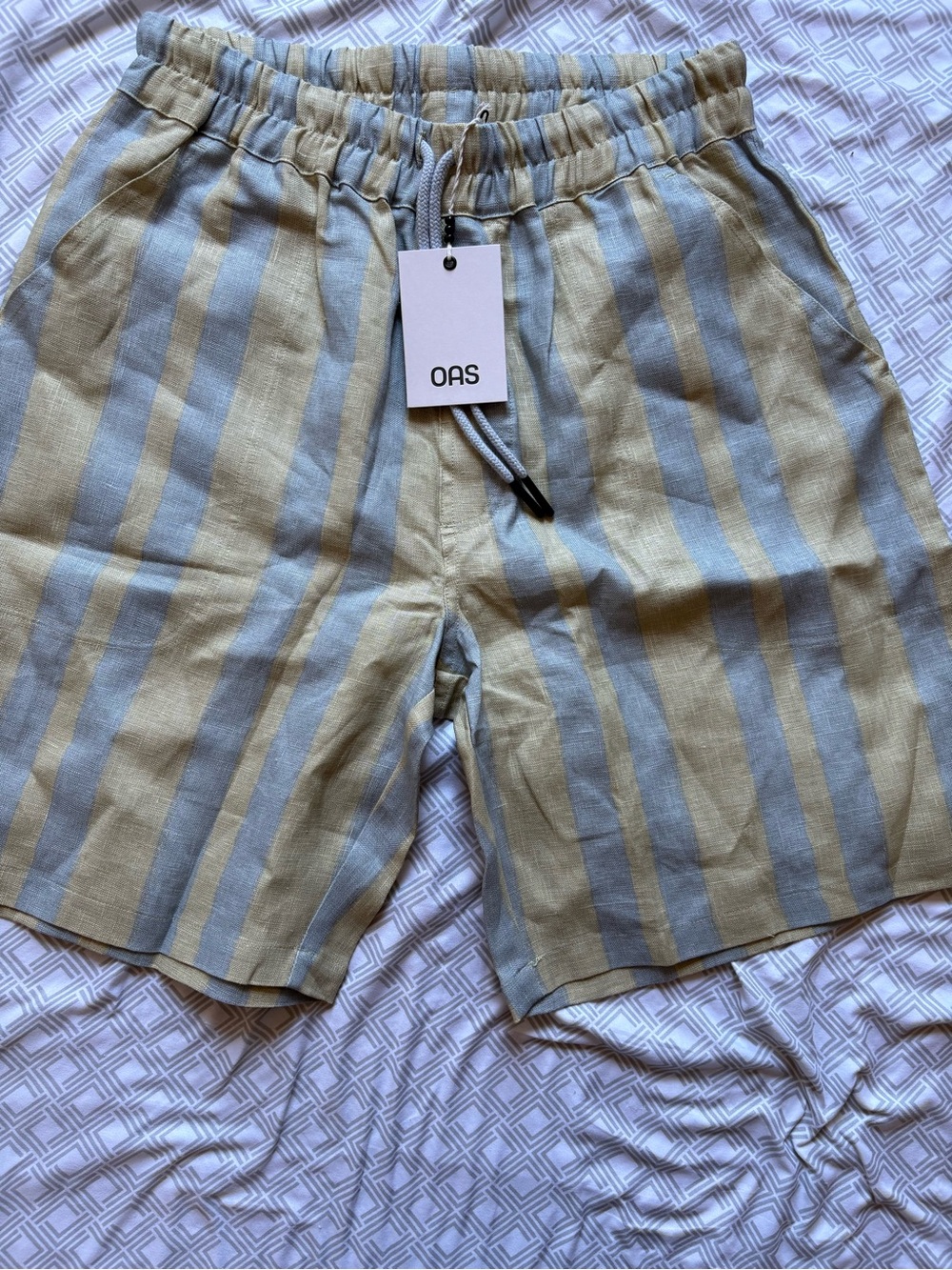OAS Mist Strata Nicola Linen Men’s Shorts Size L NWT